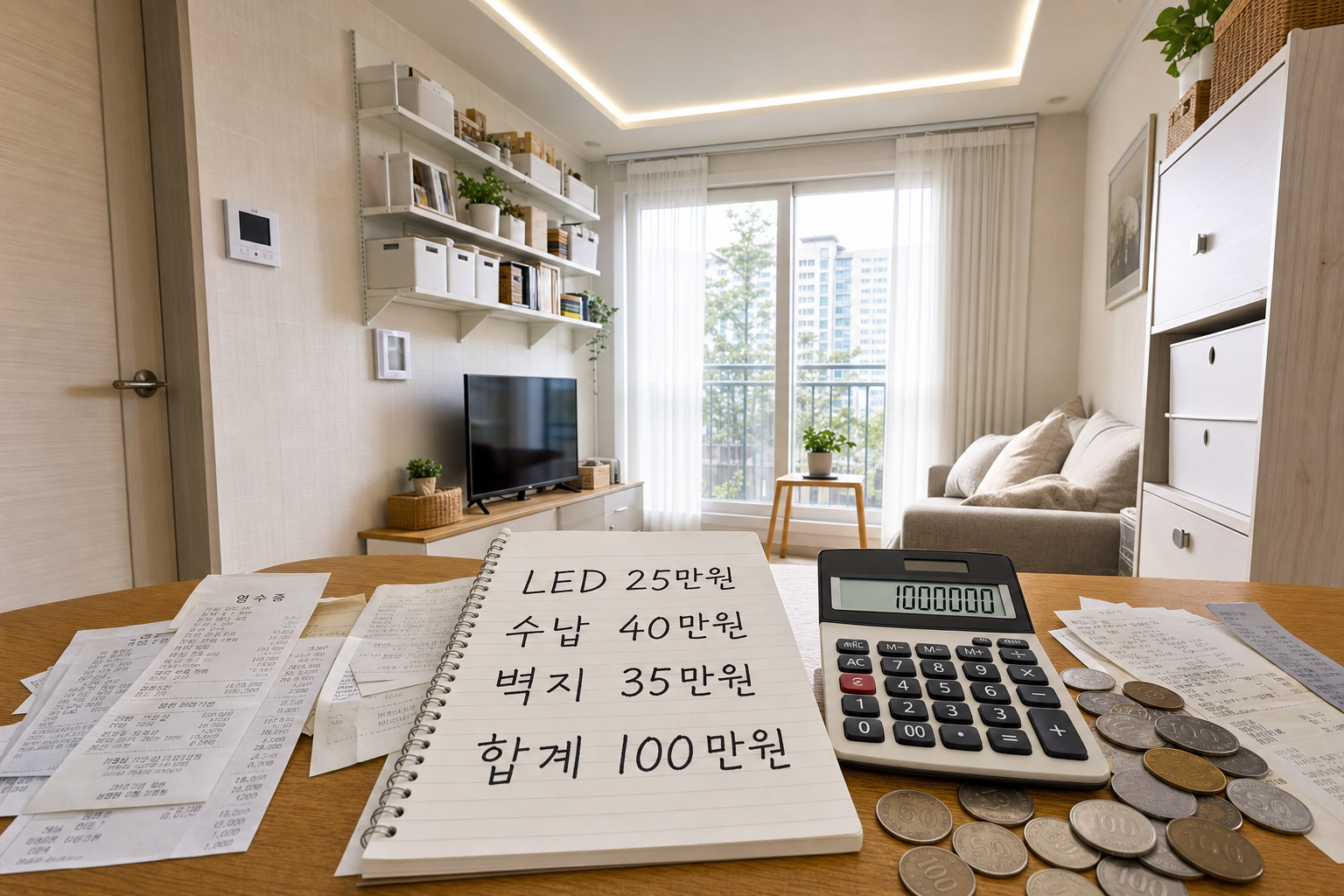 10평대 소형아파트 100만원 예산 인테리어 실제 견적과 저예산 인테리어
